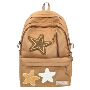 mininai y2k backpack with kawaii pendant aesthetic star backpack cute preppy laptop book bag back to college supplie (caramel,one size)