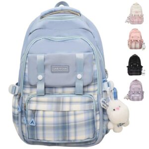 iwhgrmp kawaii backpack with cute accessories versatile big capacity cute aesthetic travel backpacks adorable lovely daypack (blue)