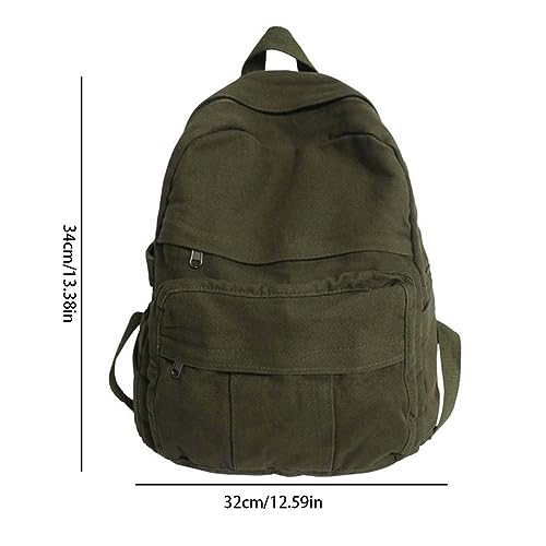 ORINEWS Canvas Backpack Aesthetic Backpack for Women Men Laptop Backpack Vintage Travel Daypack Grunge Dark Green Backpack