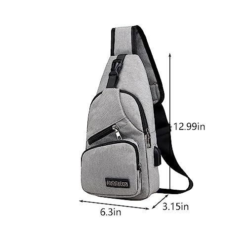 Rvkxad Crossbody Sling Bag - Waterproof Crossbody Backpack Bag with USB Charging Port, Multipurpose Shoulder Travel Hiking Bag (Z1 Gray)