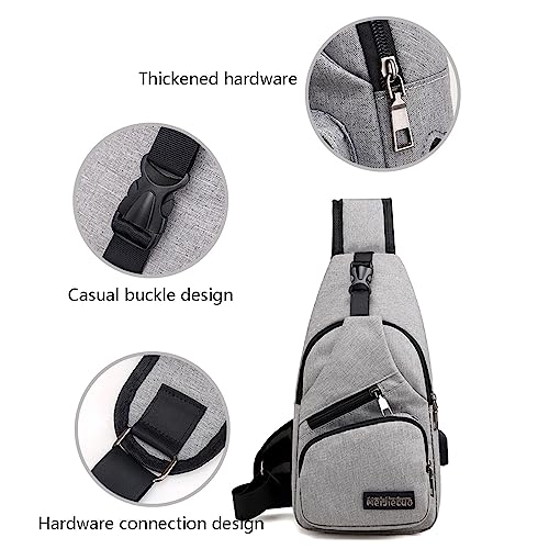 Rvkxad Crossbody Sling Bag - Waterproof Crossbody Backpack Bag with USB Charging Port, Multipurpose Shoulder Travel Hiking Bag (Z1 Gray)