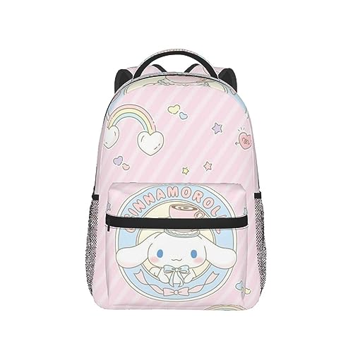 RIDD Cinnamoroll Backpack Cinnamoroll Anime Canvas Backpack Lightweight Casual Daypack Cartoon Fan Merchandise Travel Backpack Gift With Keychain