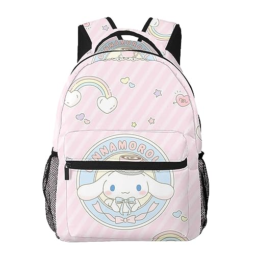 RIDD Cinnamoroll Backpack Cinnamoroll Anime Canvas Backpack Lightweight Casual Daypack Cartoon Fan Merchandise Travel Backpack Gift With Keychain