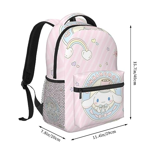 RIDD Cinnamoroll Backpack Cinnamoroll Anime Canvas Backpack Lightweight Casual Daypack Cartoon Fan Merchandise Travel Backpack Gift With Keychain