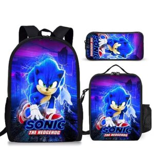 jizokacw cartoon backpack set, multifunction 3-in-1 bookbag set with lunch bag lightwight game bag for boy girl