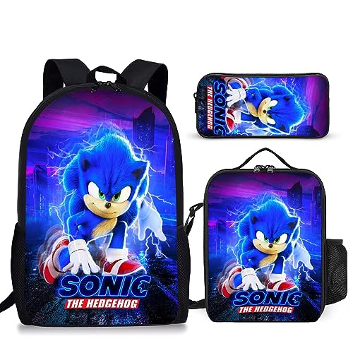 Jizokacw Cartoon Backpack Set, Multifunction 3-in-1 Bookbag Set with Lunch Bag Lightwight Game Bag for Boy Girl