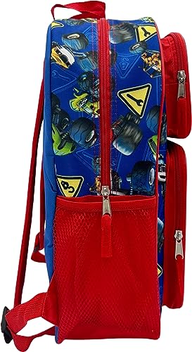 Fast Forward Blaze And The Monster Machines 16" Licensed Cargo School Backpack For Boys (Blue-Red)