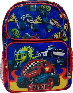fast forward blaze and the monster machines 16" licensed cargo school backpack for boys (blue-red)