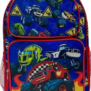Fast Forward Blaze And The Monster Machines 16" Licensed Cargo School Backpack For Boys (Blue-Red)