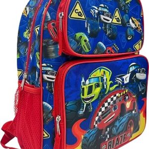 Fast Forward Blaze And The Monster Machines 16" Licensed Cargo School Backpack For Boys (Blue-Red)