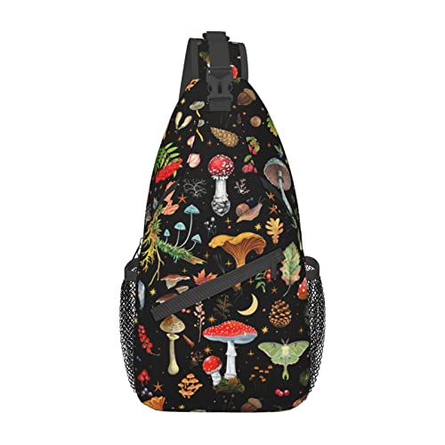 Chiweiyang Mushroom Gifts Sling Backpack,Mushroom Gifts Crossbody Bag For Women Men Sling Bag Travel Hiking Shoulder Chest Bag Daypack Unisex