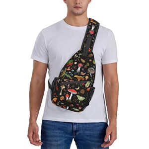 Chiweiyang Mushroom Gifts Sling Backpack,Mushroom Gifts Crossbody Bag For Women Men Sling Bag Travel Hiking Shoulder Chest Bag Daypack Unisex