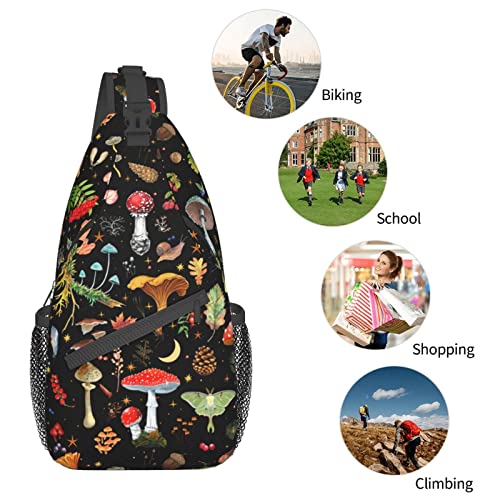 Chiweiyang Mushroom Gifts Sling Backpack,Mushroom Gifts Crossbody Bag For Women Men Sling Bag Travel Hiking Shoulder Chest Bag Daypack Unisex