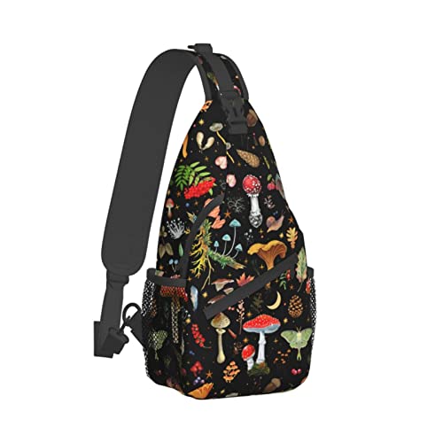 Chiweiyang Mushroom Gifts Sling Backpack,Mushroom Gifts Crossbody Bag For Women Men Sling Bag Travel Hiking Shoulder Chest Bag Daypack Unisex