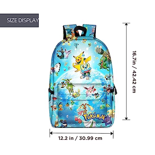 Hlemswpo 3PCS AnimeKids Backpack with Lunch Box,Large-capacity School Backpack,Creative Gifts for Fans,Boys Girls Travel Portable Laptop Bag style-1