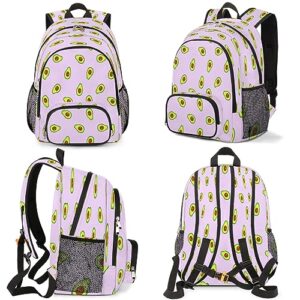 Avocado School Backpacks for Girls Boys Teens Students,Green-Avocado Stylish College Backpack Book Bag With Chest Strap,Waterproof Travel Backpacks for Women Men