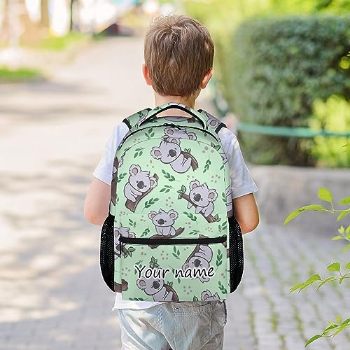 KNOWPHST Personalized Koala Backpacks for Girls Boys, 16 Inch Cute Backpack for School, Green, Large Capacity, Durable, Lightweight Bookbag for Kids Travel