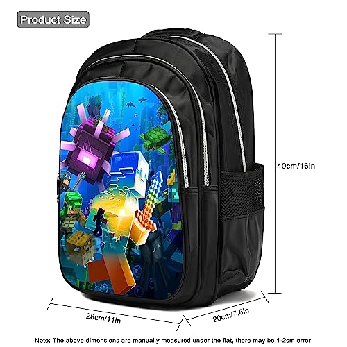 Mine Game Craft Backpack Lightweight Canvas Travel Backpack Gift Anime Cartoon 3d Print Laptop Bag For Sports Hiking Work Casual Daypack Gifts