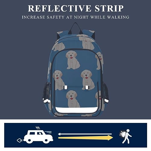 MCHIVER Labrador Golden Retriever Dog Backpack for School Lightweight Student Bookbags with Chest Strap Causal Daypacks Rucksack for Kid Boy Girl 17.7 Inch