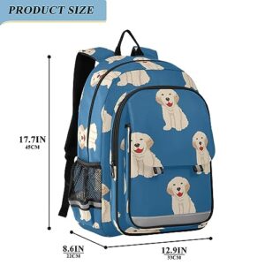 MCHIVER Labrador Golden Retriever Dog Backpack for School Lightweight Student Bookbags with Chest Strap Causal Daypacks Rucksack for Kid Boy Girl 17.7 Inch