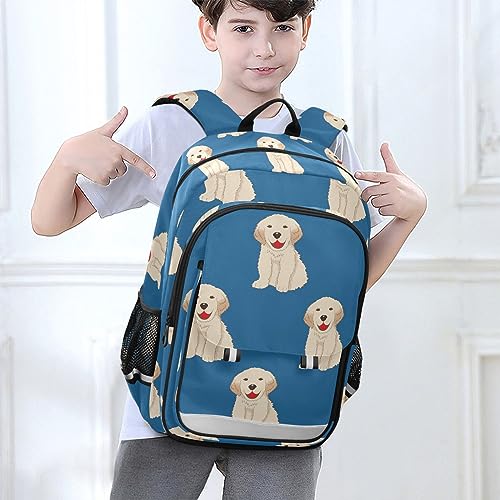 MCHIVER Labrador Golden Retriever Dog Backpack for School Lightweight Student Bookbags with Chest Strap Causal Daypacks Rucksack for Kid Boy Girl 17.7 Inch