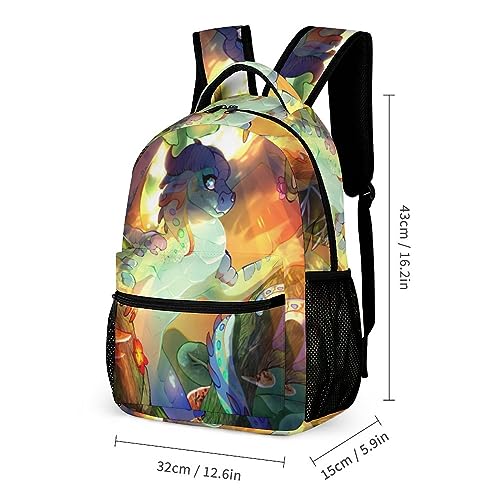 JAYWIS Fire Wings Dragon Backpack Large Capacity Laptop Bags Lightweight Multifunction Daypack for Daily/Work/Sport