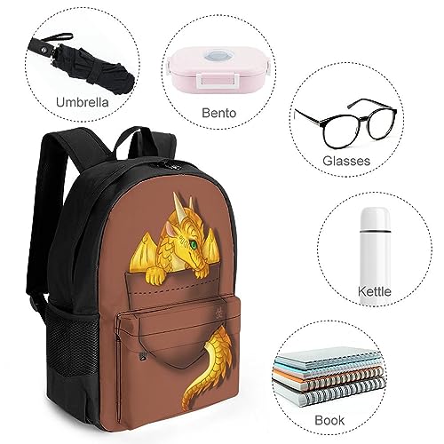 JAYWIS Fire Wings Dragon Backpack Large Capacity Laptop Bags Lightweight Multifunction Daypack for Daily/Work/Sport