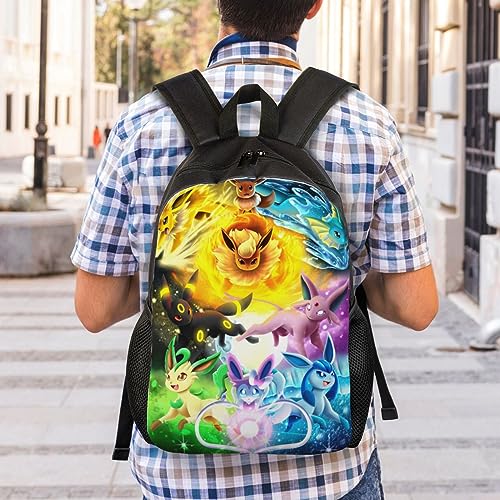 Qvlippga Cartoon Poke Backpack for Boys Girls Durable Bookbag Large Capacity School Backpacks