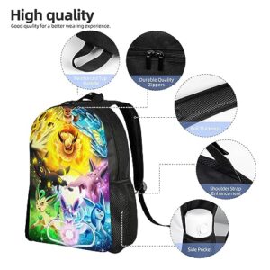 Qvlippga Cartoon Poke Backpack for Boys Girls Durable Bookbag Large Capacity School Backpacks