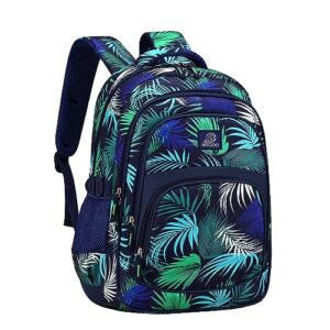 mygoo kids backpack for boys | tropical design backpack for teen | grove collection | 17" tall | 24l capacity | foliage black