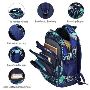 MYGOO Kids Backpack for Boys | Tropical Design Backpack for Teen | Grove Collection | 17" Tall | 24L Capacity | Foliage Black