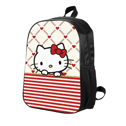 JVUQHLA 3Pcs Backpack Set 17inch Backpack With Lunch Box Pencil Case for Girl Women Back to School Supplies Gift (Cute Cartoon Cat)