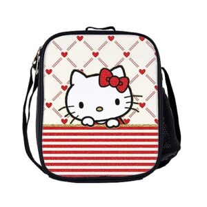 JVUQHLA 3Pcs Backpack Set 17inch Backpack With Lunch Box Pencil Case for Girl Women Back to School Supplies Gift (Cute Cartoon Cat)