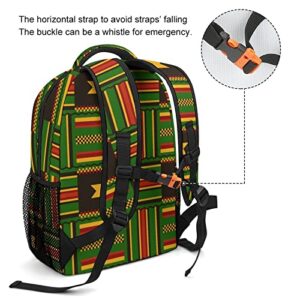 African Kente Cloth Tribal Print Unisex Laptop Backpack Lightweight Shoulder Bag Travel Daypack