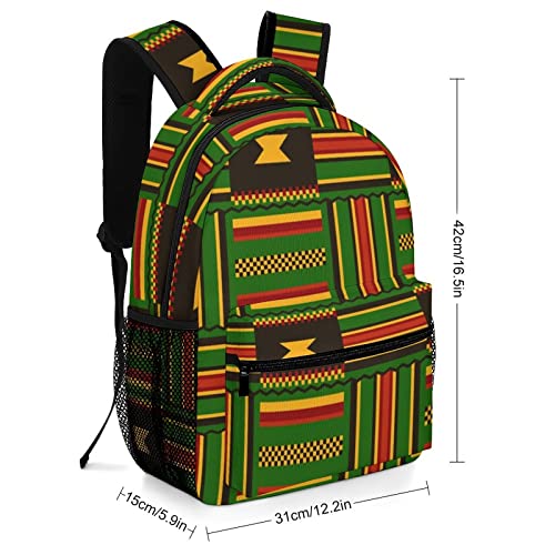 African Kente Cloth Tribal Print Unisex Laptop Backpack Lightweight Shoulder Bag Travel Daypack