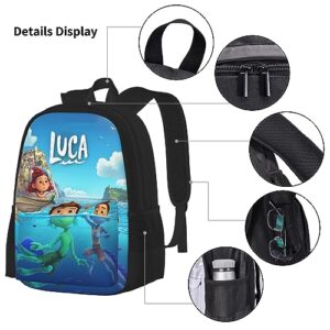 BNALAO Luca Movie 3PCS Cartoon Backpack Set Laptop Backpack Portable Lunch Bag Print Pencil Case Travel Bags Daily