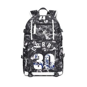 basketball player c-urry-30 laptop multifunctional backpack men's and women's schoolbag travel backpack fan gift (black and white 1)