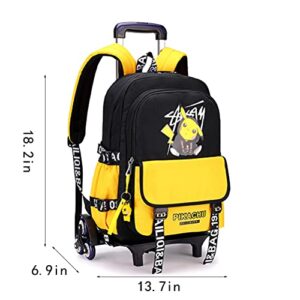 WZCSLM Anime School Bags student Oxford Cloth Vacation Backpack Travel Bag Luggage Trolley Case with Six Wheels Good friend's gift Laptop backpack (yellow1)