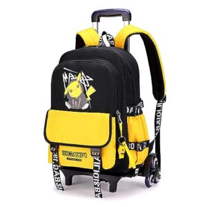 wzcslm anime school bags student oxford cloth vacation backpack travel bag luggage trolley case with six wheels good friend's gift laptop backpack (yellow1)