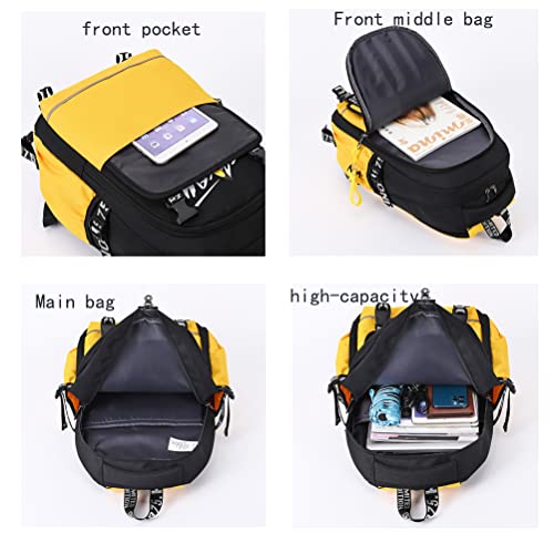 WZCSLM Anime School Bags student Oxford Cloth Vacation Backpack Travel Bag Luggage Trolley Case with Six Wheels Good friend's gift Laptop backpack (yellow1)