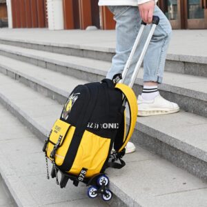 WZCSLM Anime School Bags student Oxford Cloth Vacation Backpack Travel Bag Luggage Trolley Case with Six Wheels Good friend's gift Laptop backpack (yellow1)