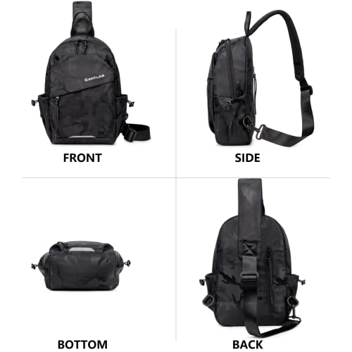 CANTLOR Men Small Sling Bag Crossbody Backpack Travel Daypacks Chest Pack Lightweight Outdoor Shoulder Bag One Strap