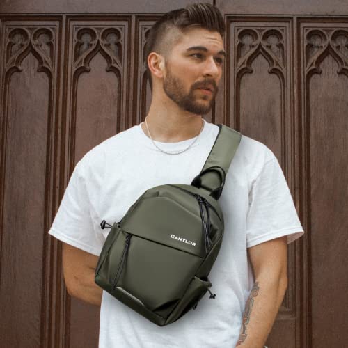 CANTLOR Men Small Sling Bag Crossbody Backpack Travel Daypacks Chest Pack Lightweight Outdoor Shoulder Bag One Strap