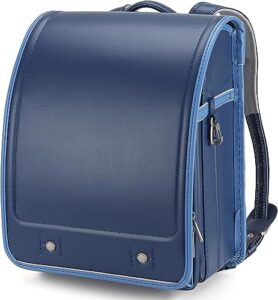 baobab's wish ransel randoseru backpack semi-automatic satchel japanese school bag for girls and boys pu leather bab-rng58 (blue)