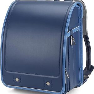 Baobab's wish Ransel Randoseru Backpack Semi-automatic satchel Japanese school bag for girls and boys PU leather bab-rng58 (Blue)