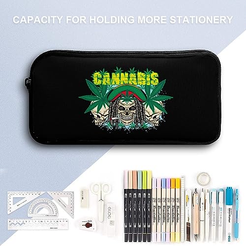 Skull and Weed Leaf 3 Pcs Backpack Set Portable Lunch Bag Pencil Pouch for Office