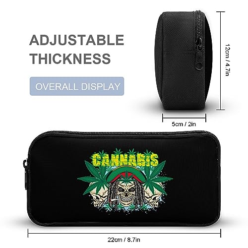 Skull and Weed Leaf 3 Pcs Backpack Set Portable Lunch Bag Pencil Pouch for Office