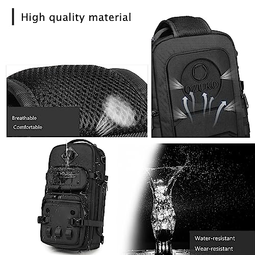 OZUKO Travel Sling Bag for Men Women，Large Capacity Waterproof Crossbody Chest Bag and Mini Sling Phone Bag