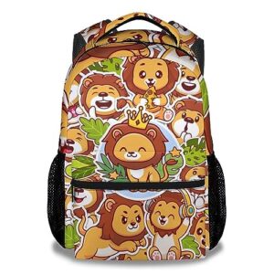 homexzdiy lion backpack for kids girls boys, 16" yellow backpacks for school, cute lightweight bookbag for children teens