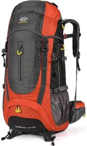 a n t industries 75l hiking backpack camping backpack backpacking backpack, mountaineering backpack with 65l+5l rain cover (orange)